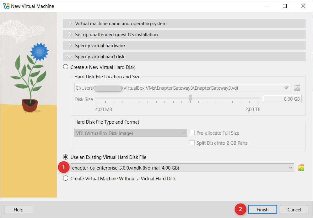 Virtual Hard Disk Selected